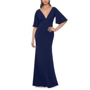 Betsy and Adam - Navy Kimono Sleeve Full Length Evening Dress - Size 4 - NWT